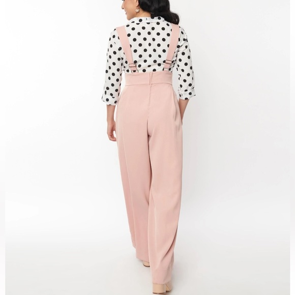 Unique Vintage Blush Rochelle Suspender Pants - Picture 6 of 6
